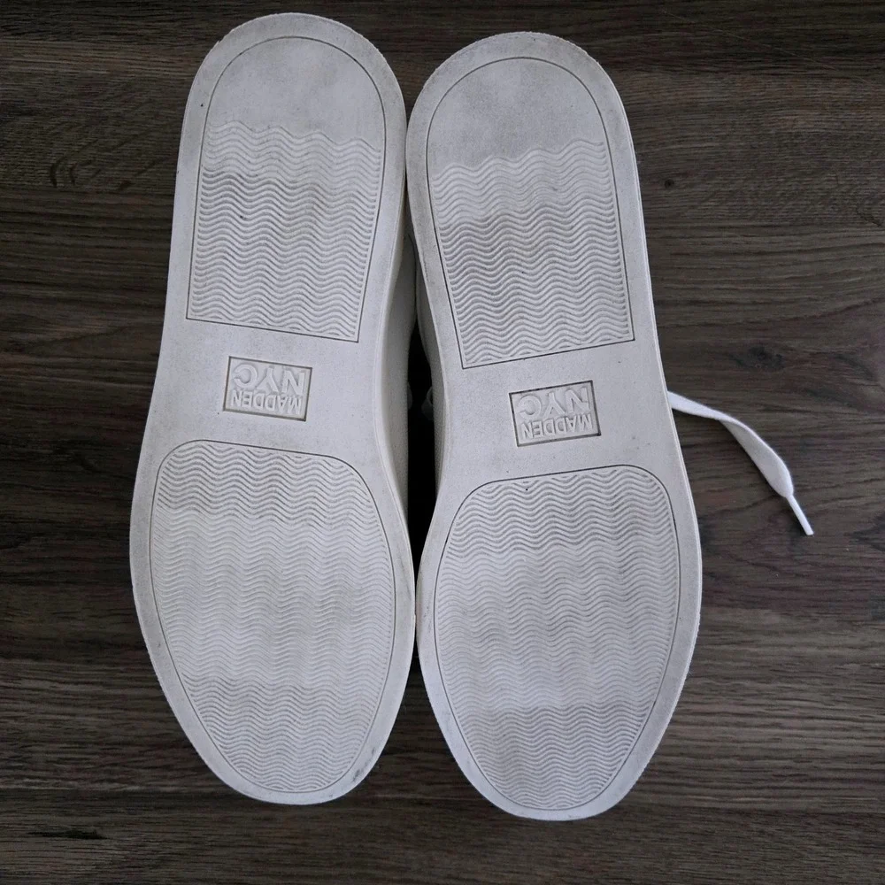 Steve Madden Finneas Mens White Low Top Sneaker Brown Heel Tab Size 9 Madden NYC - Picture 8 of 11
